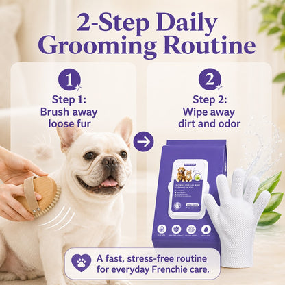 Frenchie Grooming Kit – Brush & Rinse-Free Cleaning Gloves
