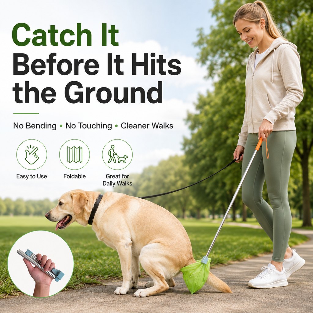 Foldable Dog Poop Catcher – No-Bend Waste Pickup