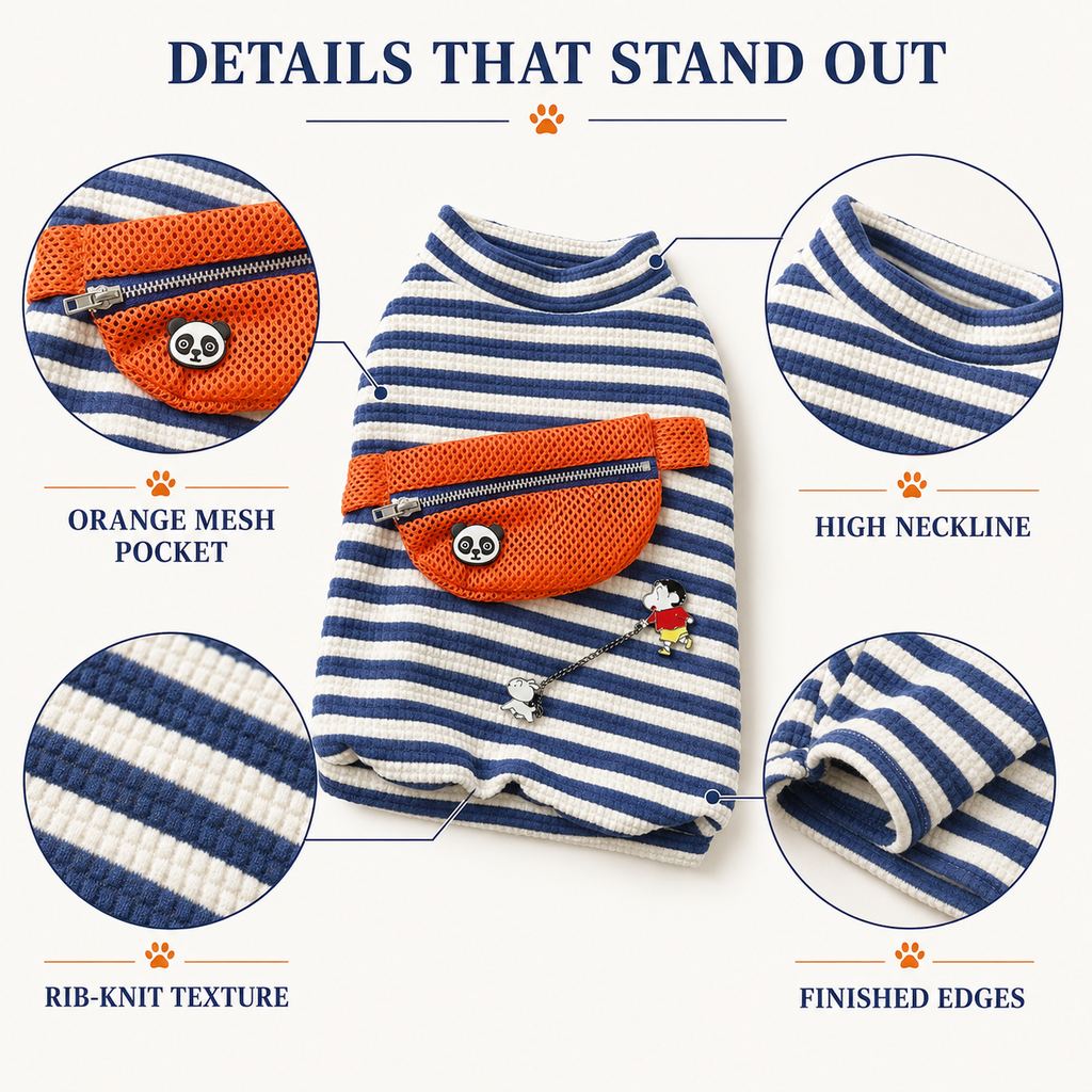 French Bulldog Striped Pullover – Broad-Chest Fit