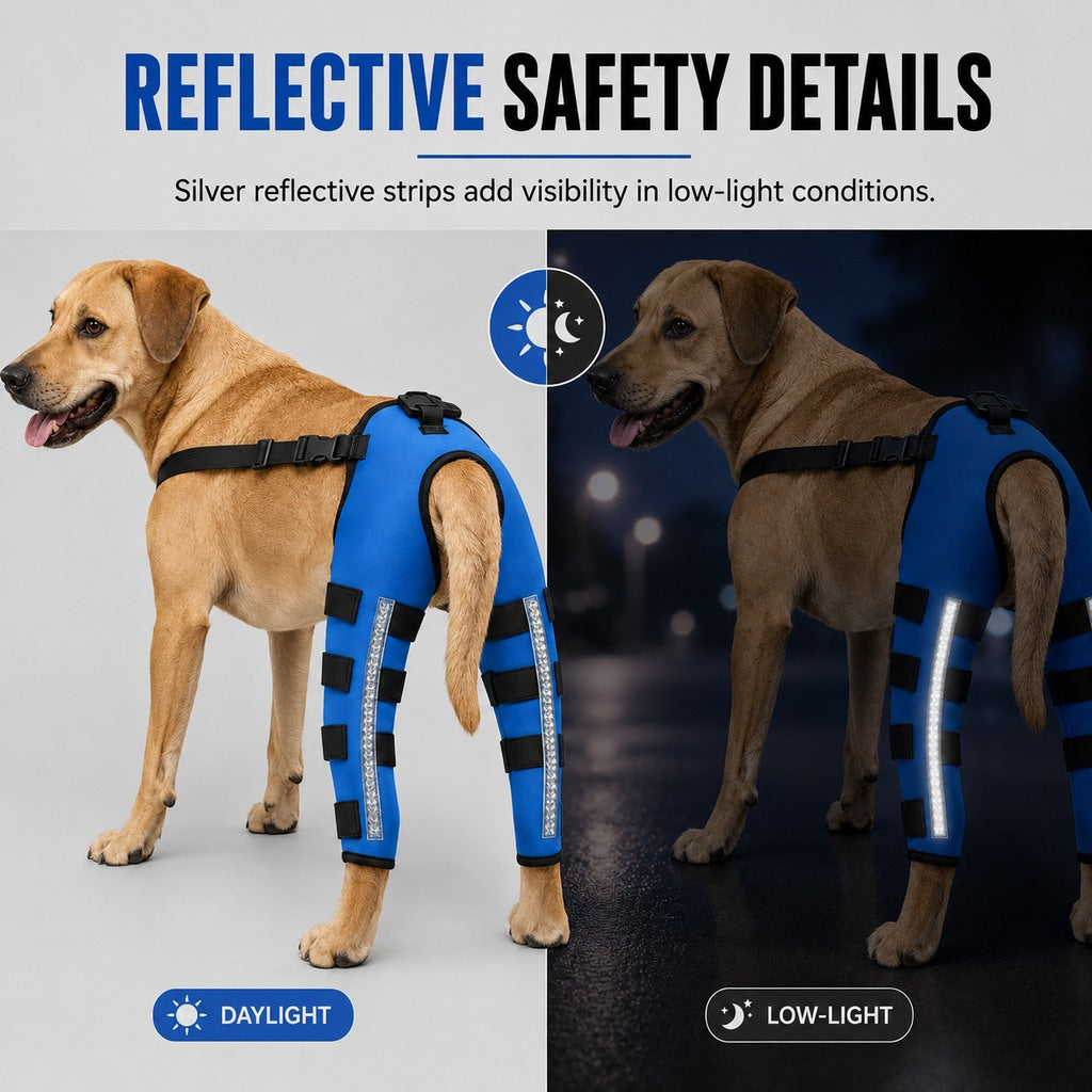 Reflective Rear Leg Dog Brace – Support & Visibility