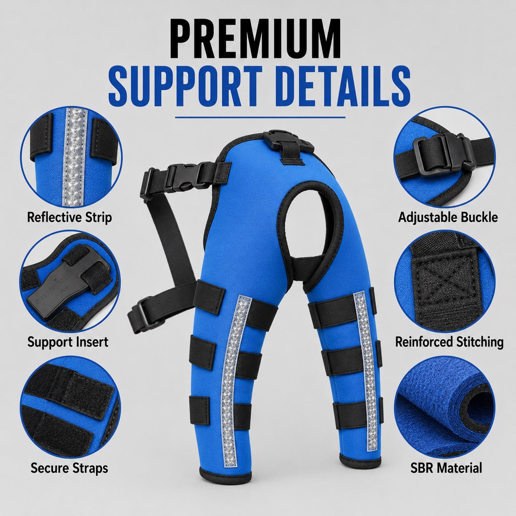 Reflective Rear Leg Dog Brace – Support & Visibility