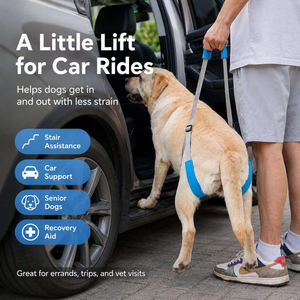 Dog Rear Lift Sling – Easier Stairs & Car Rides