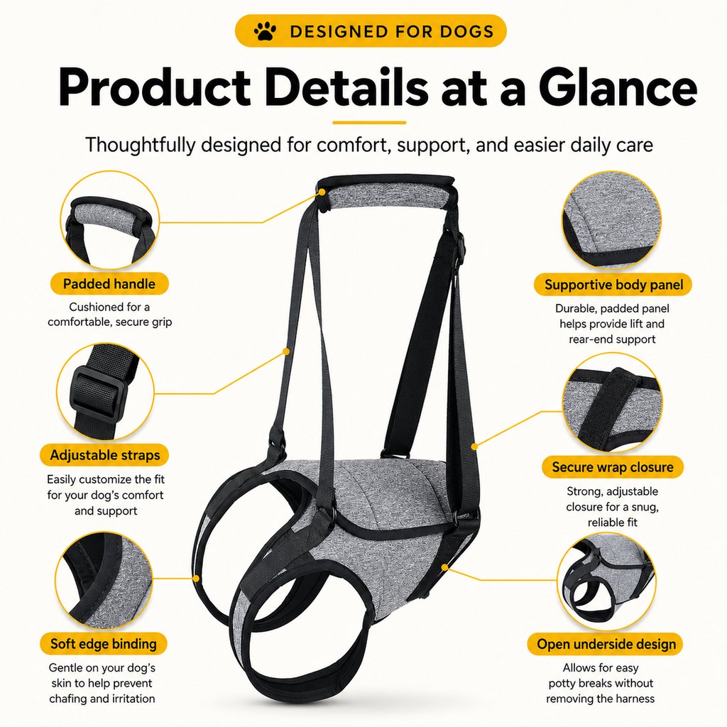 Dog Rear Support Lift Sling – Easier Stairs & Car Rides