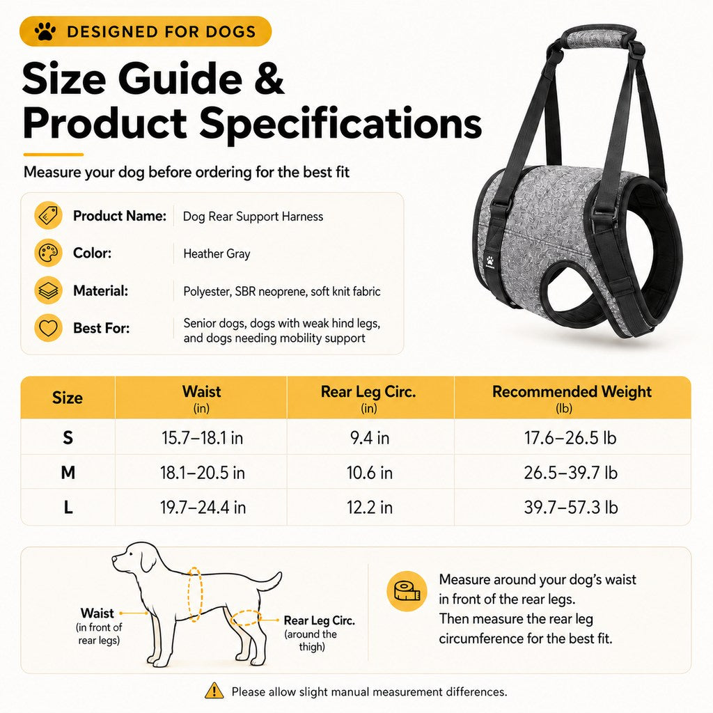 Dog Rear Support Lift Sling – Easier Stairs & Car Rides