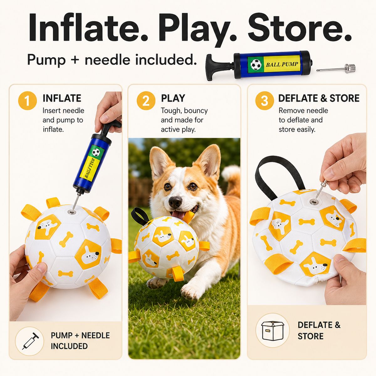 Dog Soccer Ball with Grab Tabs – Fetch & Tug Fun