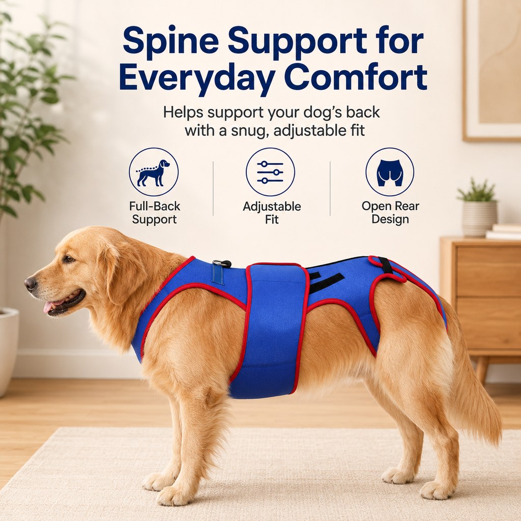 Dog Spine Support Vest – Adjustable Back Support