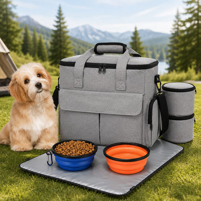 Pet Travel Bag Organizer – Bowls, Food & Gear in One