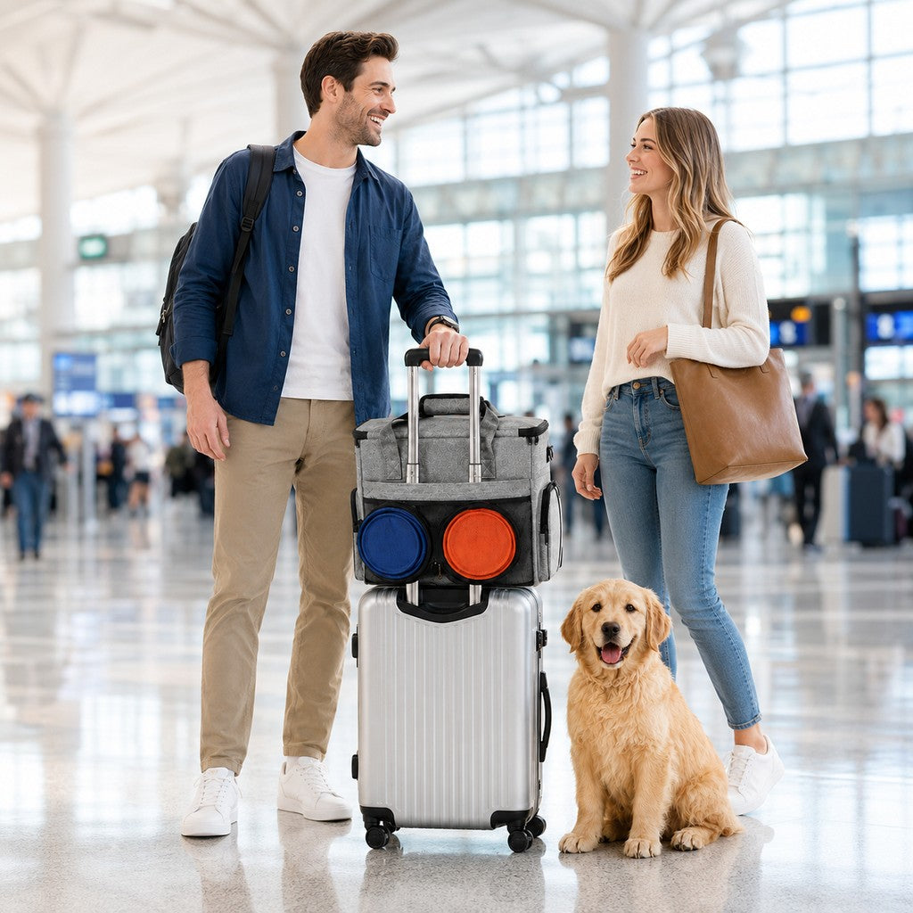 Pet Travel Bag Organizer – Bowls, Food & Gear in One