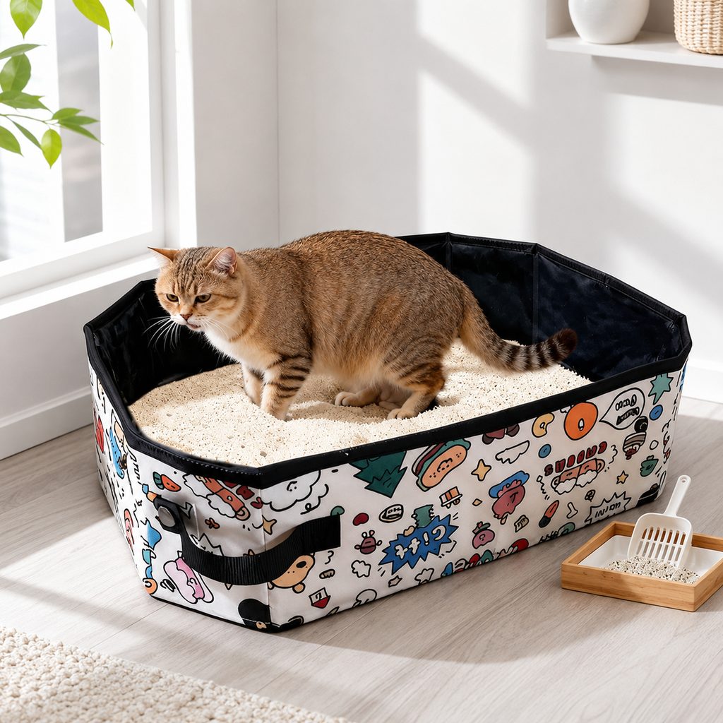 Foldable Travel Cat Litter Box – Leak-Proof