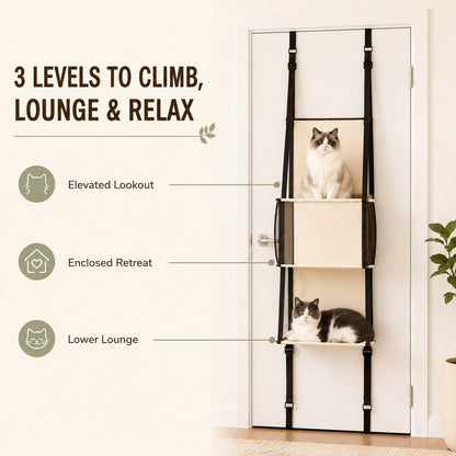 Door-Mounted Cat Tree – 3-Tier Space Saver