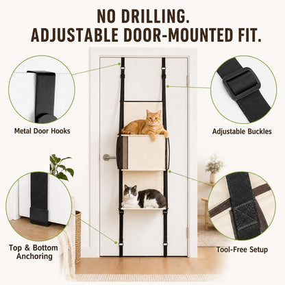 Door-Mounted Cat Tree – 3-Tier Space Saver