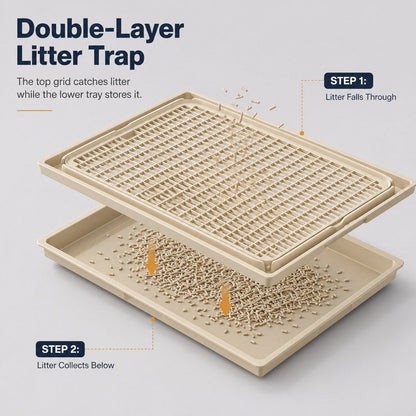 Double-Layer Cat Litter Mat – Traps Litter, Cleaner Floors