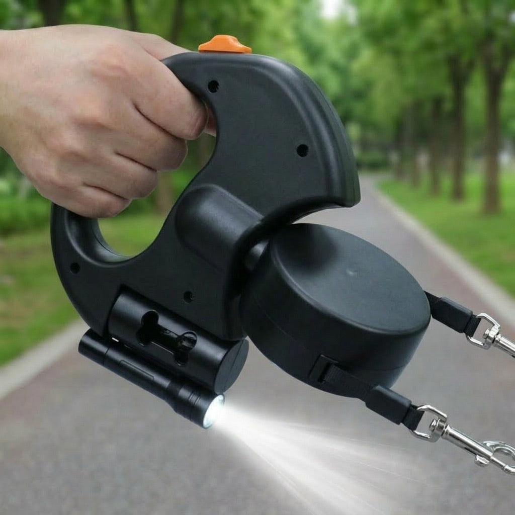 Dual Retractable Dog Leash – Tangle-Free with LED