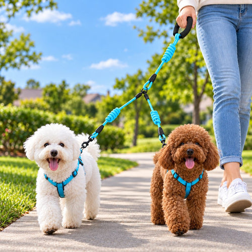 Dual Dog Leash – Bungee for Easy Two-Dog Walks
