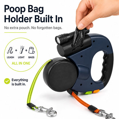 Dual Retractable Dog Leash – Tangle-Free with LED