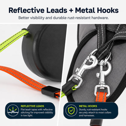 Dual Retractable Dog Leash – Tangle-Free with LED