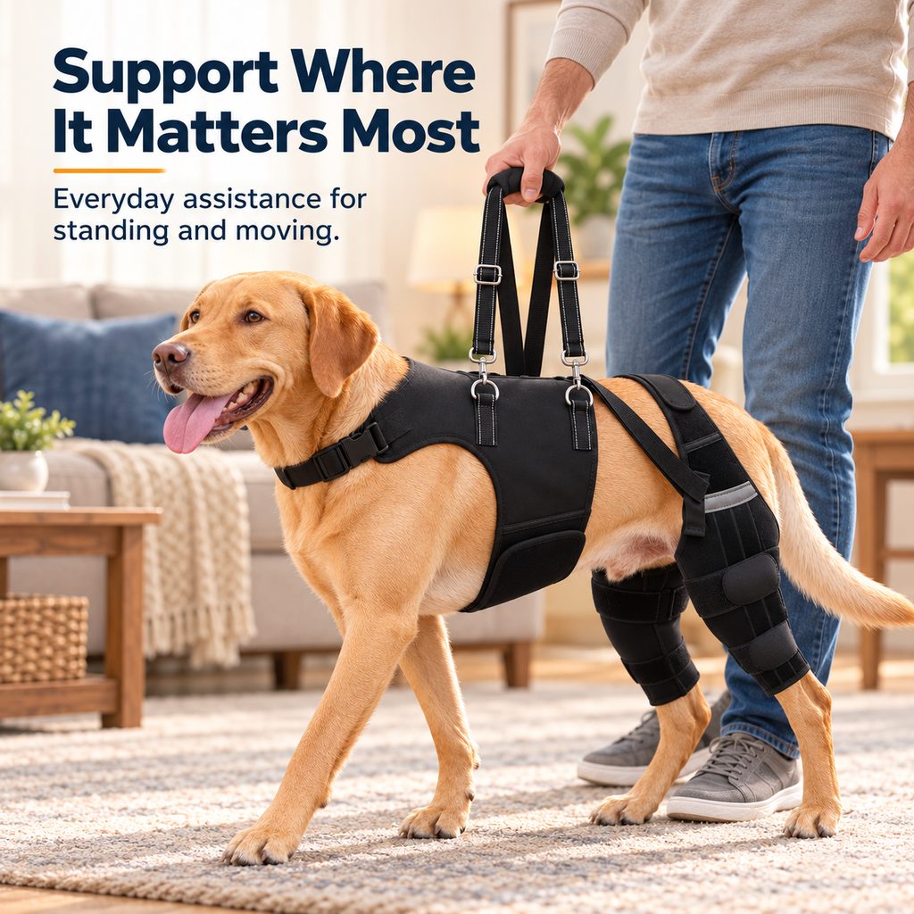 Dual Rear Leg Dog Knee Brace – Lift Handle Support