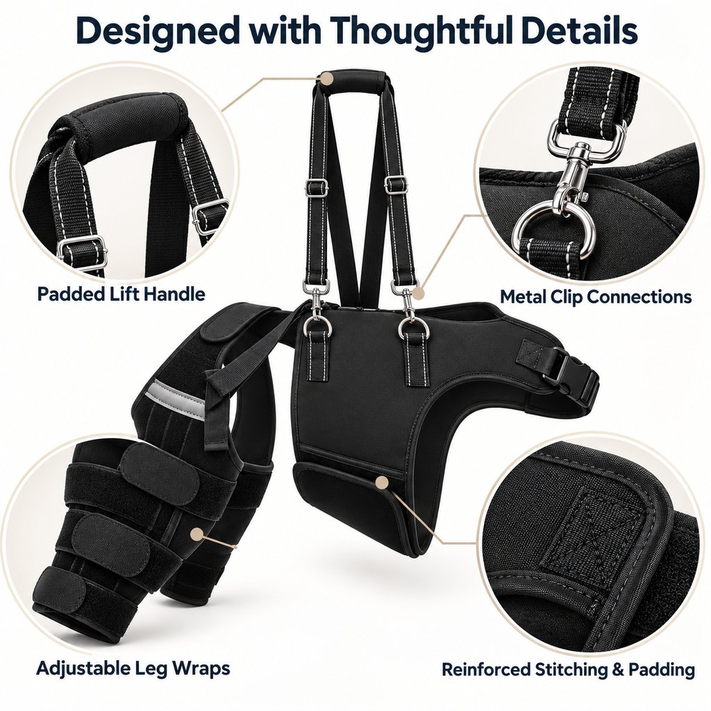 Dual Rear Leg Dog Knee Brace – Lift Handle Support