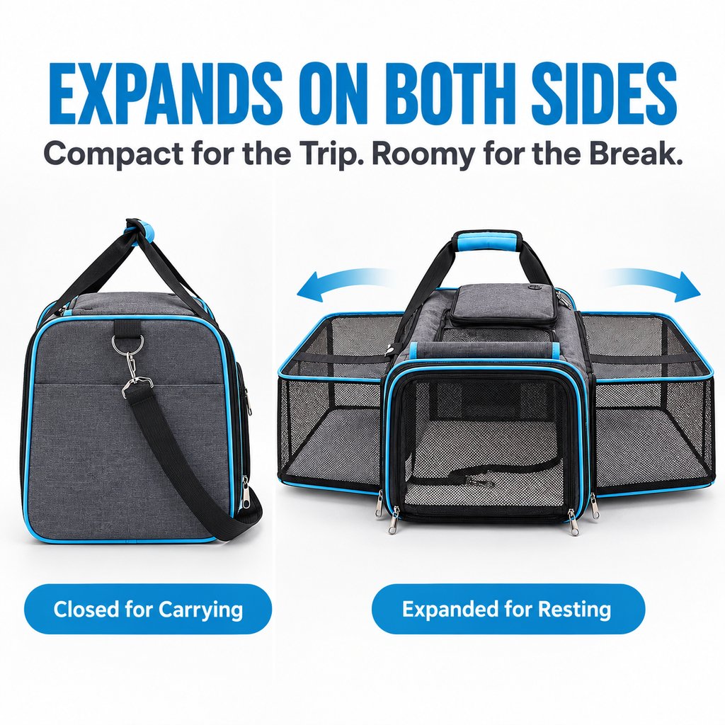 Expandable Pet Carrier – Extra Room for Travel
