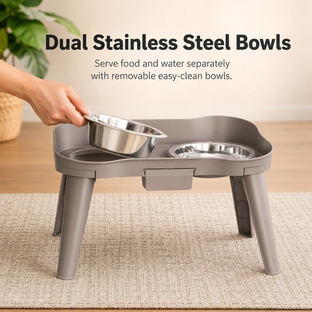 Elevated Pet Feeder with Spill Guard – Cleaner Floors