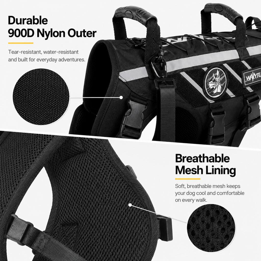 Outdoor Dog Harness & Bungee Leash Set – Hike Ready