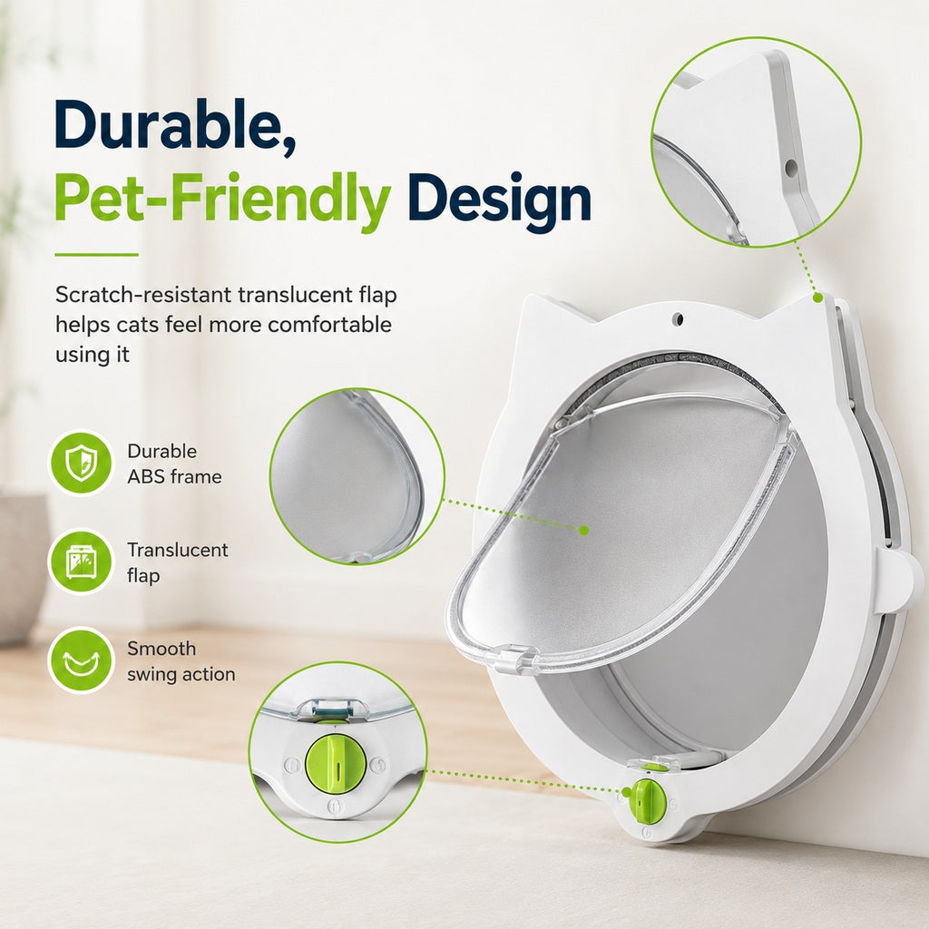 4-Way Locking Cat Door – No More Door Scratching