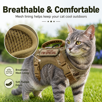 Tactical Cat Harness & Leash – Escape-Resistant Walks