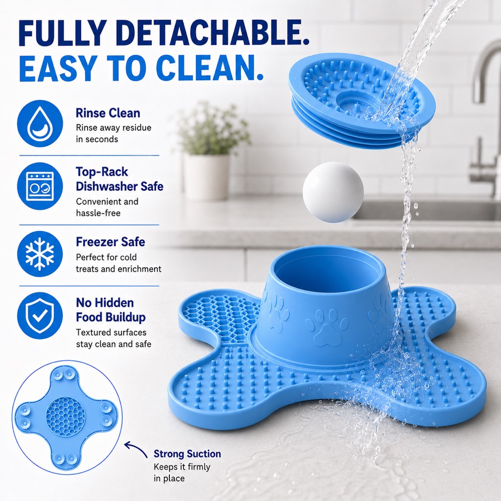 3-in-1 Dog Lick Mat & Slow Feeder – Keeps Pets Busy