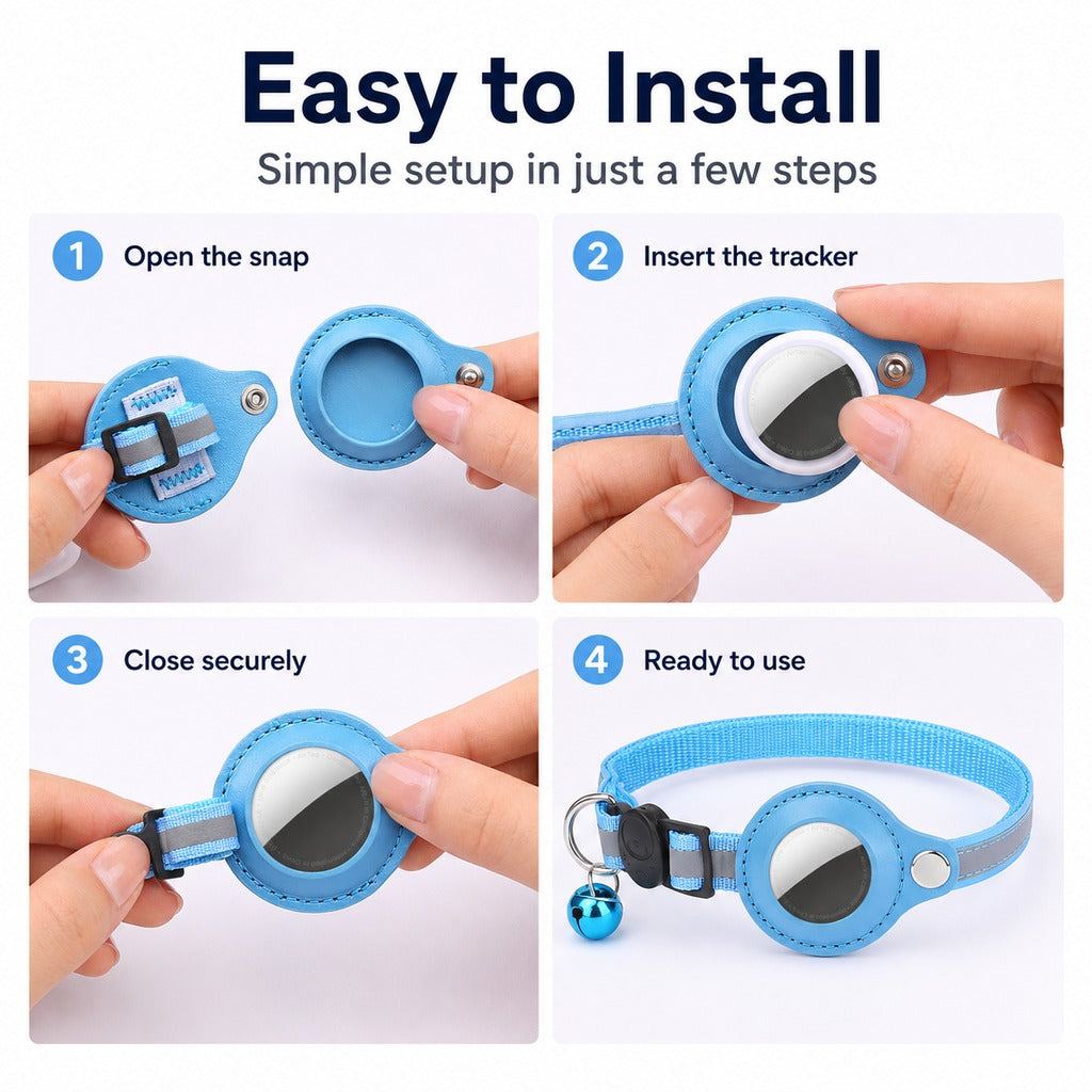 AirTag Reflective Pet Collar – Track & Stay Visible