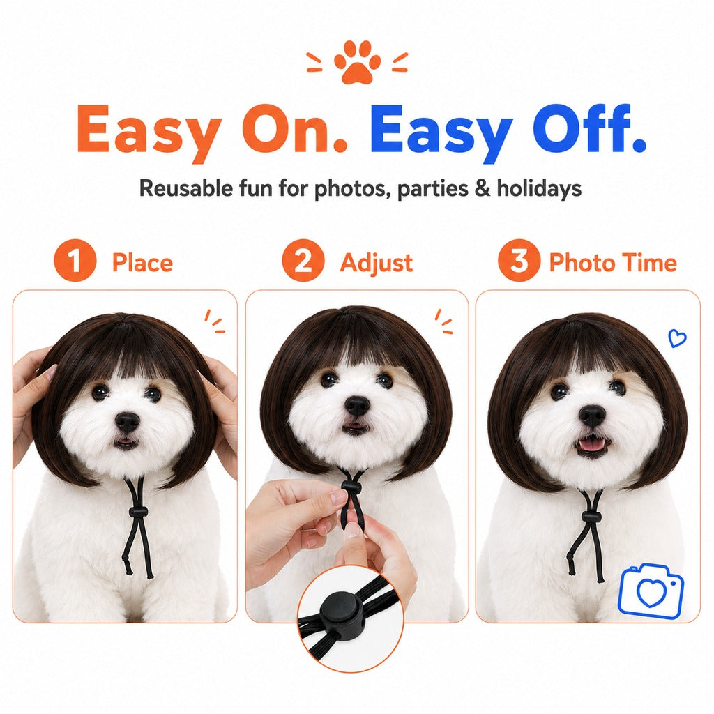 Funny Bob Pet Wig – Easy Costume Photo Prop