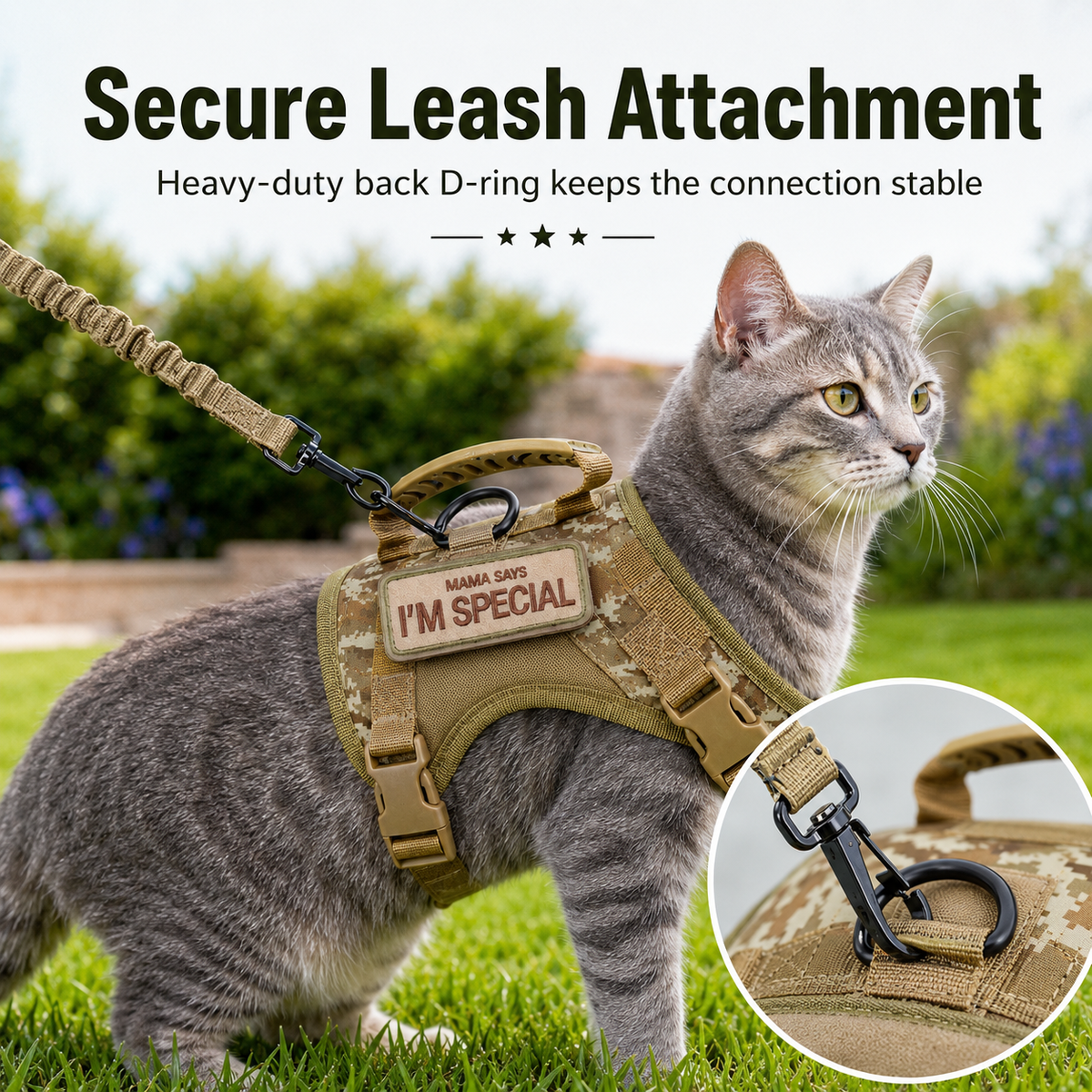 Tactical Cat Harness & Leash – Escape-Resistant Walks