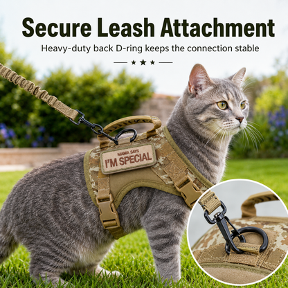 Tactical Cat Harness & Leash – Escape-Resistant Walks