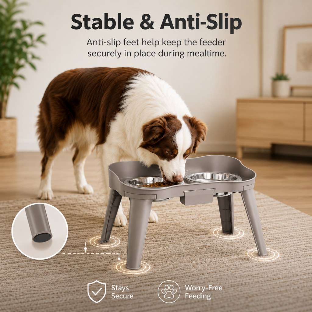 Elevated Pet Feeder with Spill Guard – Cleaner Floors