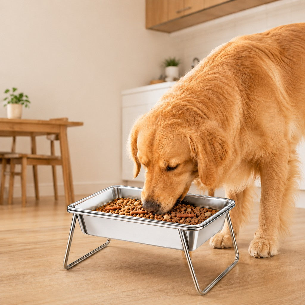 Elevated Stainless Steel Pet Bowl – Anti-Tip Stand