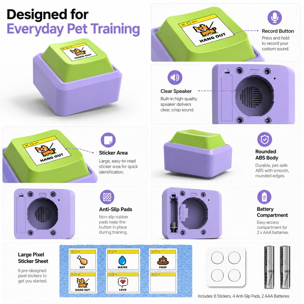 Recordable Pet Talking Buttons – Teach Your Pet to Ask