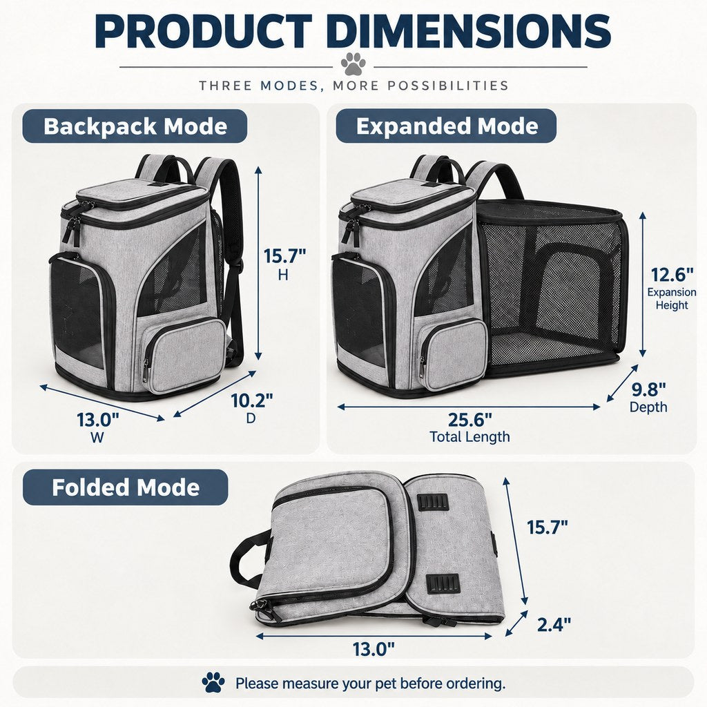 Expandable Pet Carrier Backpack – Breathable Mesh