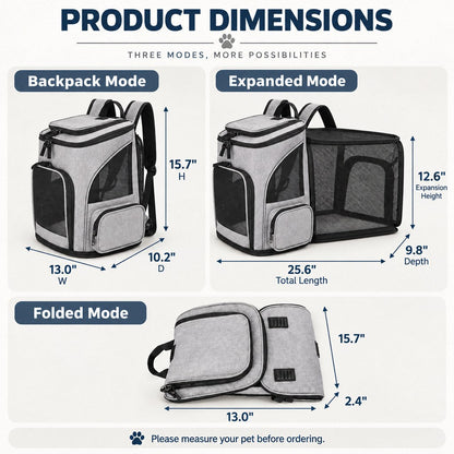 Expandable Pet Carrier Backpack – Breathable Mesh
