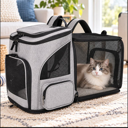 Expandable Pet Carrier Backpack – Breathable Mesh