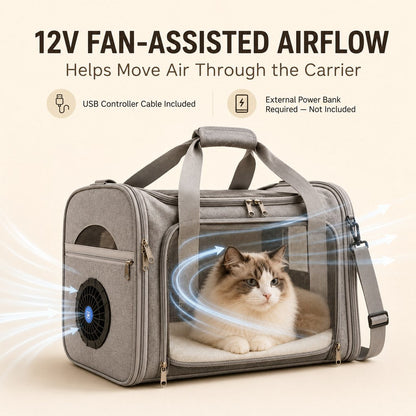 Fan-Assisted Pet Carrier – Ventilated Cool Travel