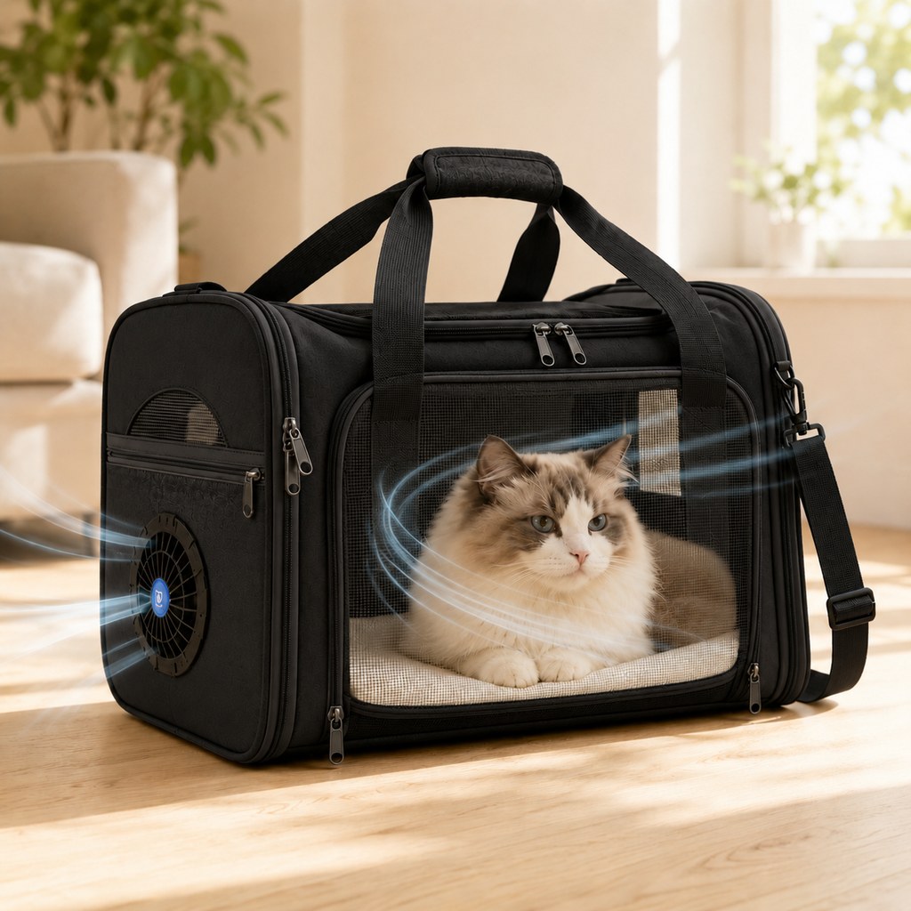 Fan-Assisted Pet Carrier – Ventilated Cool Travel