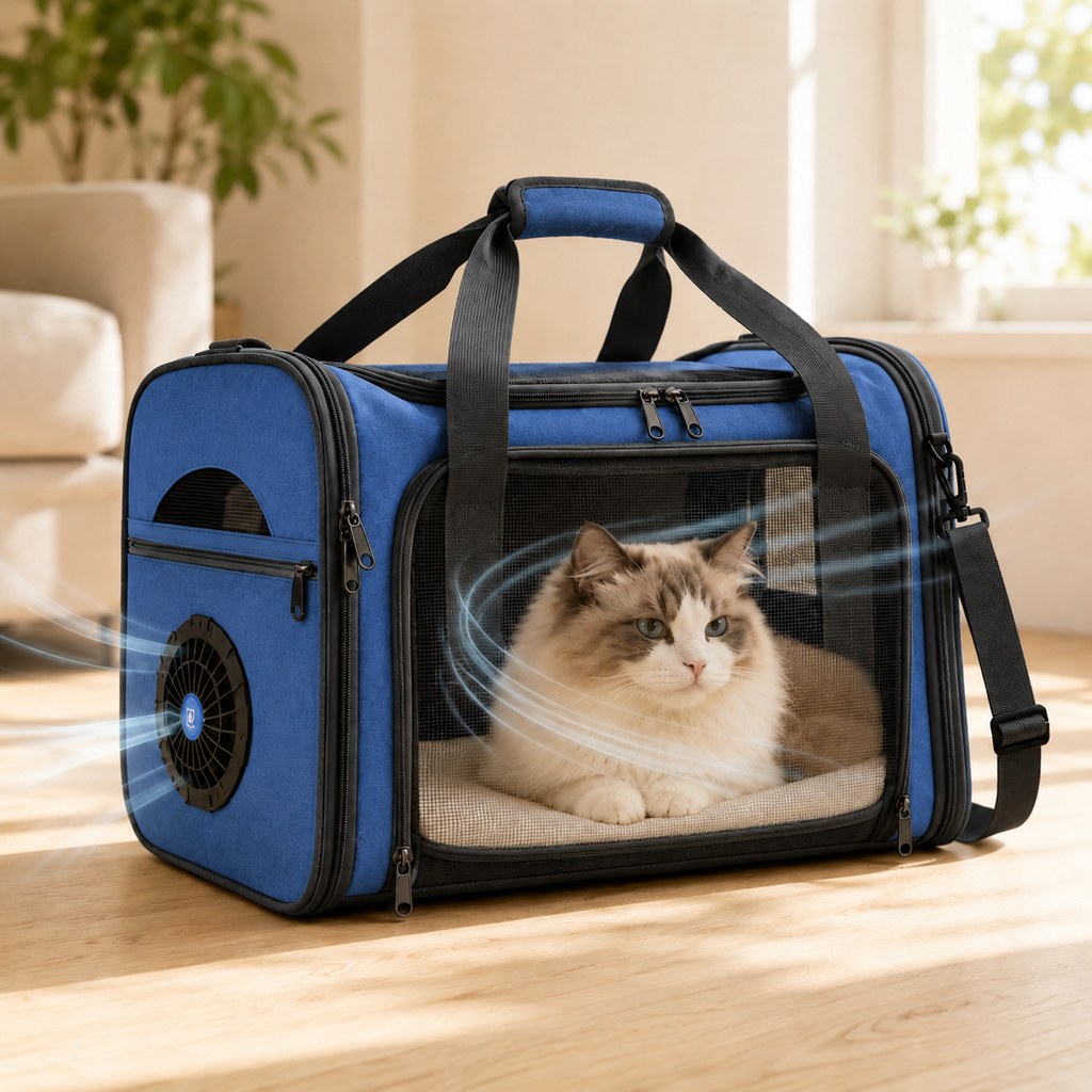 Fan-Assisted Pet Carrier – Ventilated Cool Travel