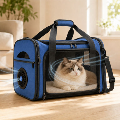 Fan-Assisted Pet Carrier – Ventilated Cool Travel