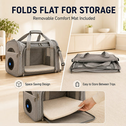 Fan-Assisted Pet Carrier – Ventilated Cool Travel