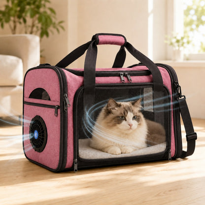 Fan-Assisted Pet Carrier – Ventilated Cool Travel