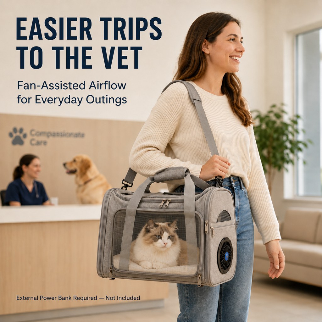 Fan-Assisted Pet Carrier – Ventilated Cool Travel