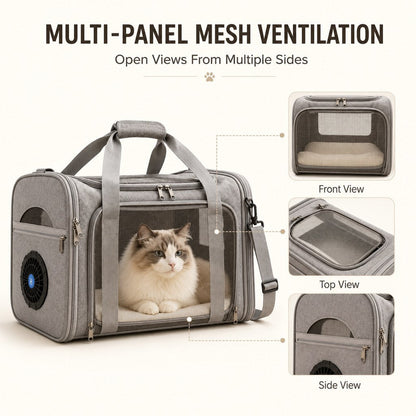 Fan-Assisted Pet Carrier – Ventilated Cool Travel