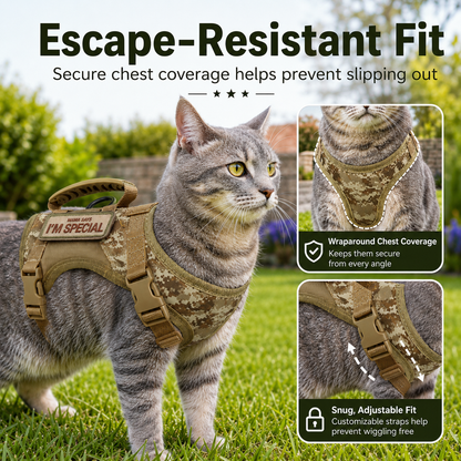 Tactical Cat Harness & Leash – Escape-Resistant Walks