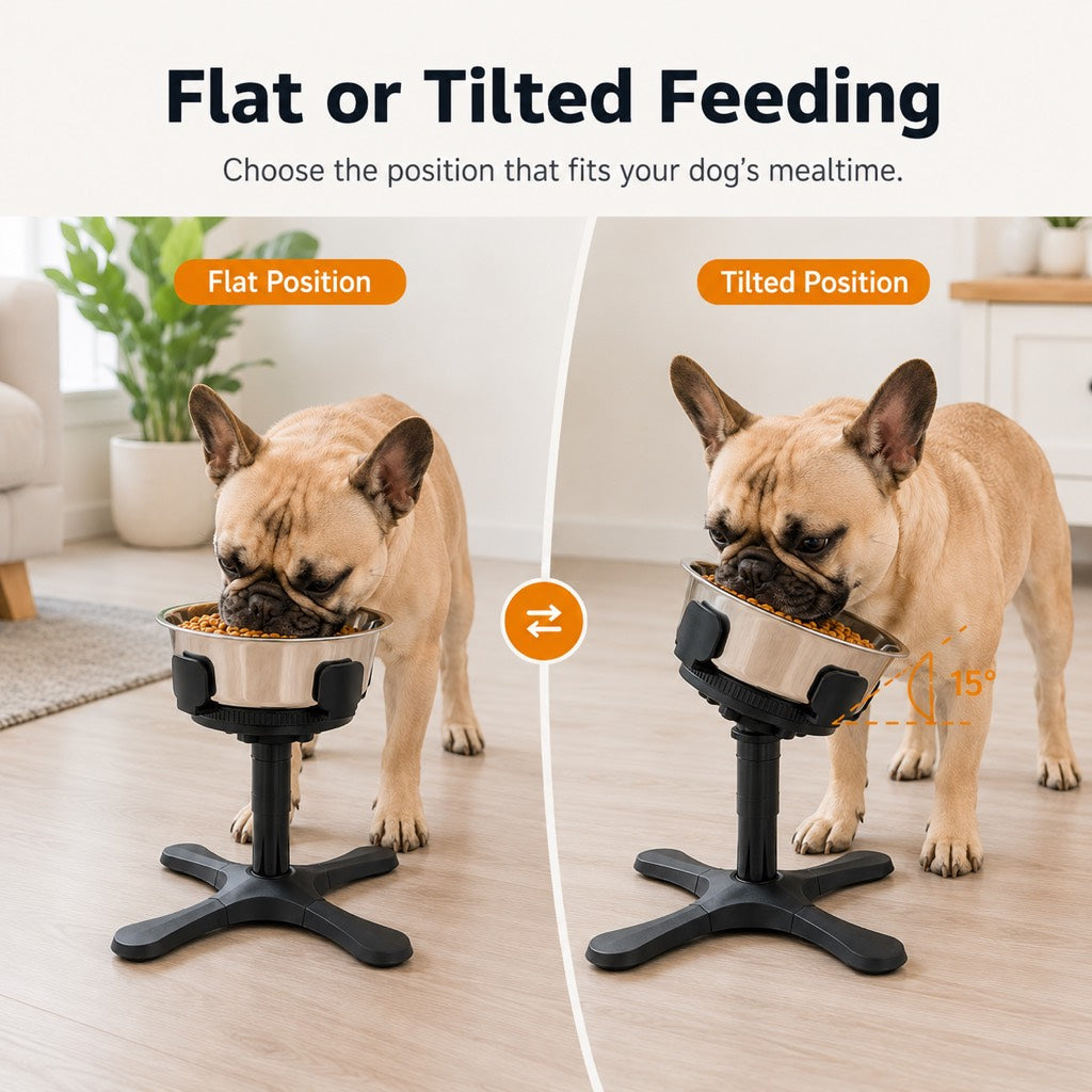 Tilted Elevated Dog Bowl – Less Neck Strain, Slow Feeding