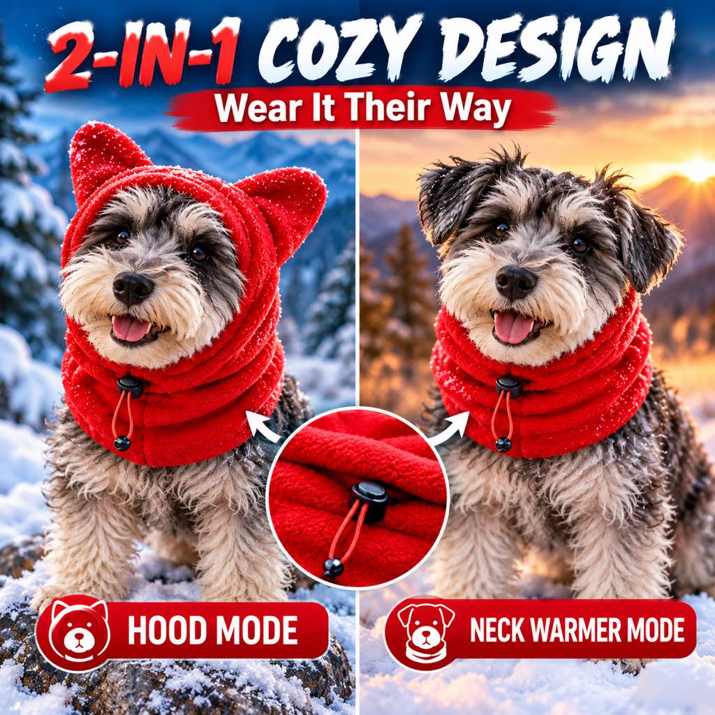 Fleece Winter Pet Hood – Warm Ears & Neck
