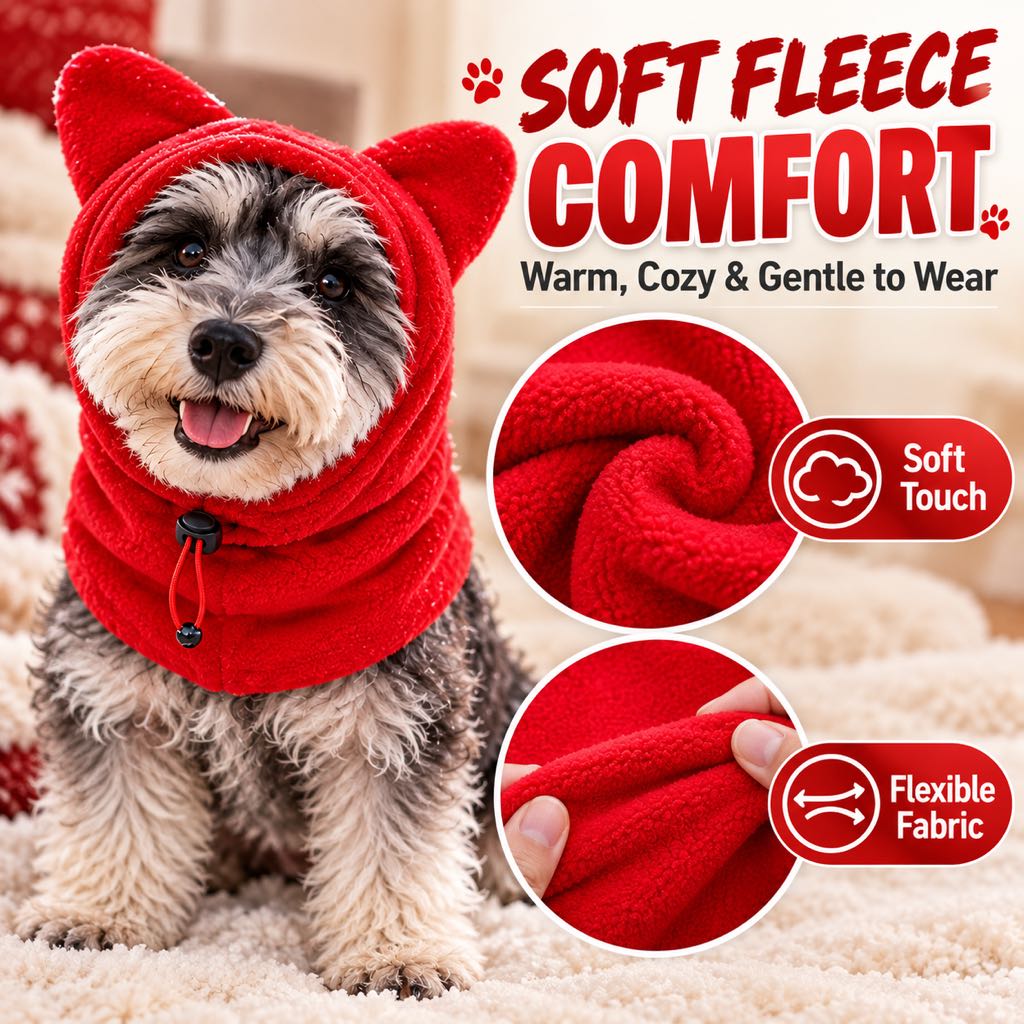 Fleece Winter Pet Hood – Warm Ears & Neck